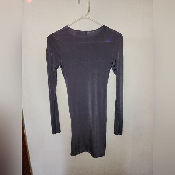 PrettyLittleThing | Women's Long Sleeve Wrapped Dress |Gray |Size 0 - Picture 2 of 4